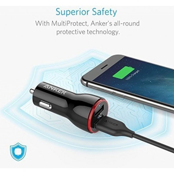 Зарядний пристрій Anker PowerDrive 2 24W 2xUSB V3 (Black) (A2310G11)