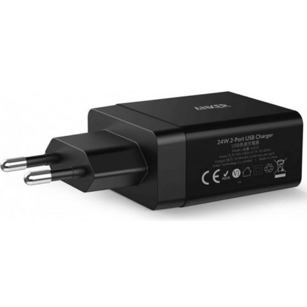 Зарядний пристрій Anker PowerPort 2 - 24W 2-port USB Power IQ V3 (Black) (A2021L11) Зарядний пристрій Anker PowerPort 2 - 24W 2-port USB Power IQ V3 (Black) (A2021L11)