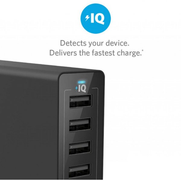 Зарядний пристрій Anker PowerPort 6 - 60W 6-port USB Power IQ V3 (Black) (A2123L12)