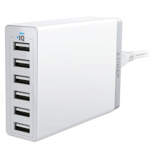 Зарядний пристрій Anker PowerPort 6 - 60W 6-port USB Power IQ V3 (White) (A2123L22)