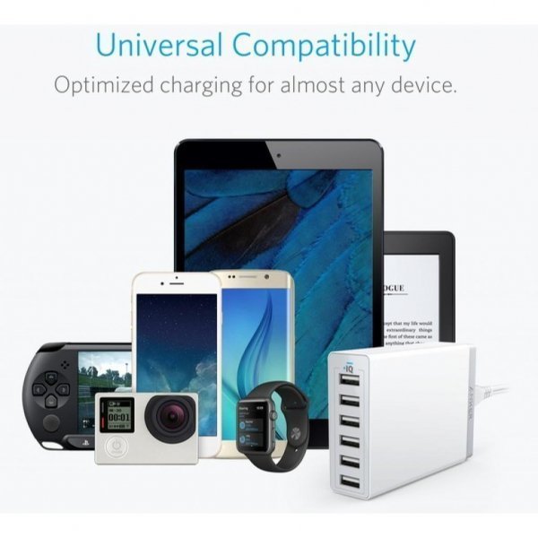 Зарядний пристрій Anker PowerPort 6 - 60W 6-port USB Power IQ V3 (White) (A2123L22)