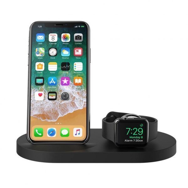 Зарядний пристрій Belkin Qi Wireless iWatch( 1A) + iPhone (7.5W) + USB A 5W/1A , Bk (F8J235VFBLK)