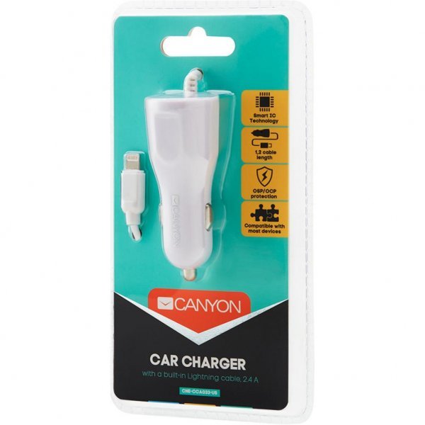 Зарядний пристрій CANYON 1xUSB car adapter (CNE-CCA033W) Зарядний пристрій CANYON 1xUSB car adapter (CNE-CCA033W)