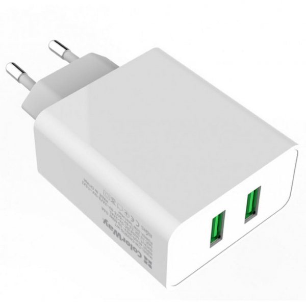 Зарядний пристрій ColorWay 2USB Quick Charge 3.0 (36W) (CW-CHS017Q-WT)