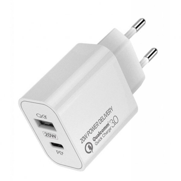 Зарядний пристрій ColorWay Type-C PD + USB QC3.0 (20W) V2 white (CW-CHS025QPD-WT)