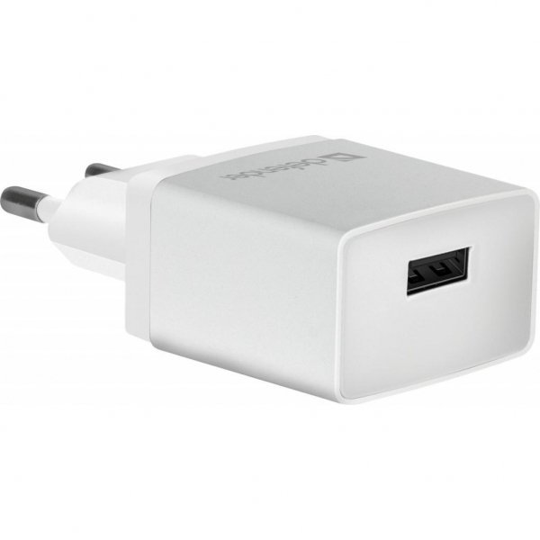 Зарядний пристрій Defender EPA-10 white, 1xUSB, 5V / 2.1A (83549)