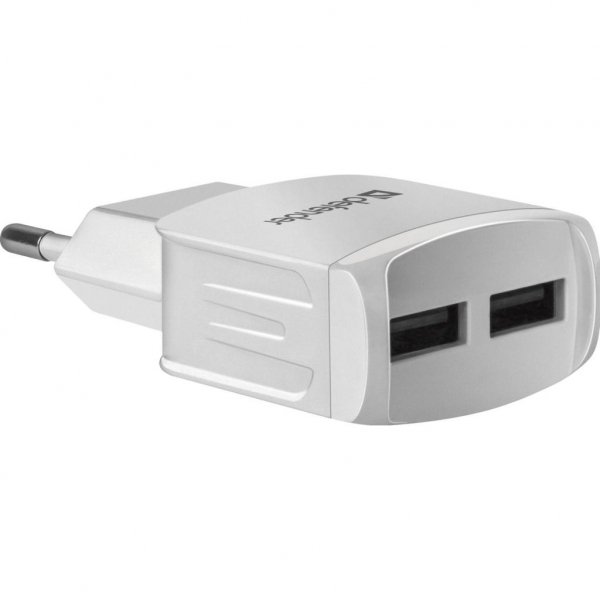 Зарядний пристрій Defender UPA-22 white, 2xUSB, 2.1A (83580)