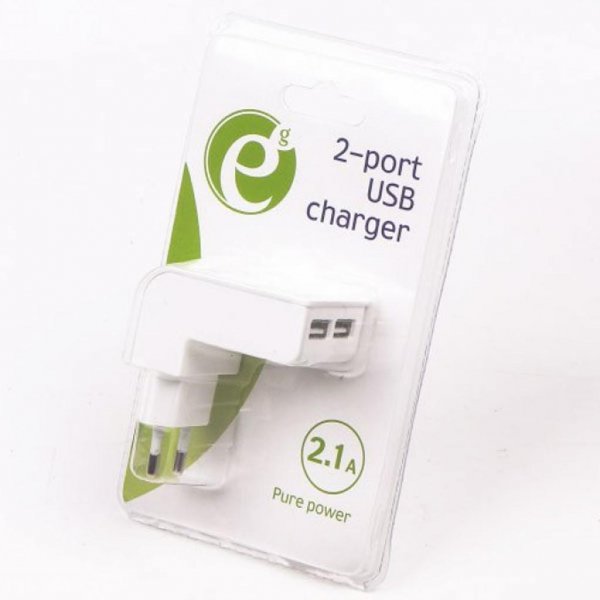 Зарядний пристрій EnerGenie USB 2.1A white (EG-U2C2A-02-W)