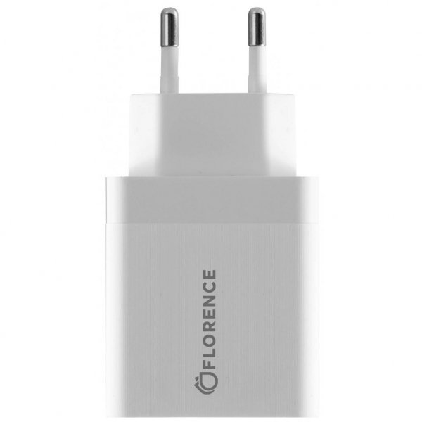 Зарядний пристрій Florence 1USB QC 3.0 + Lightning кабель White (FL-1050-WL)