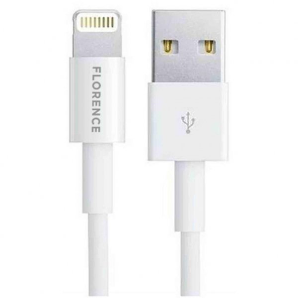 Зарядний пристрій Florence 1USB QC 3.0 + Lightning кабель White (FL-1050-WL)