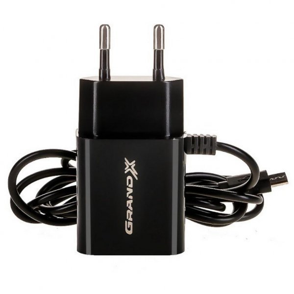 Зарядний пристрій Grand-X 5V 2,1A 2USB + micro USB Black (CH-35B)