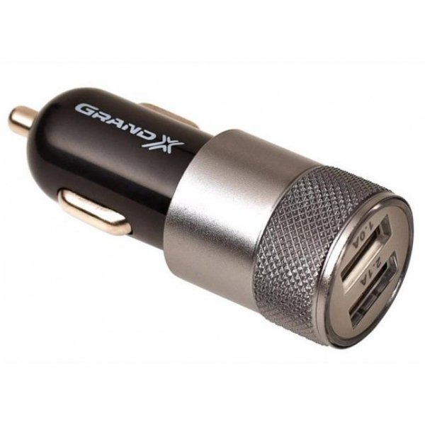 Зарядний пристрій Grand-X 5V 2,1A Black + кабель USB-Lightning (CH15LTB)