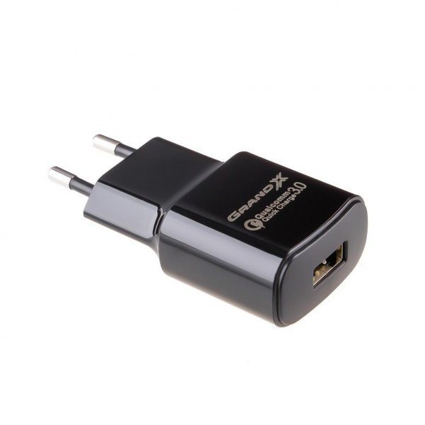 Зарядний пристрій Grand-X Quick Charge QС3.0, + кабель USB -> Type C, Cu, 4A, 1m (CH-550TC)