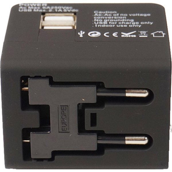 Зарядний пристрій PowerPlant Міжнародний адаптер 220В + 2*USB max2.1A (DV00DV5067) Зарядний пристрій PowerPlant Міжнародний адаптер 220В + 2*USB max2.1A (DV00DV5067)