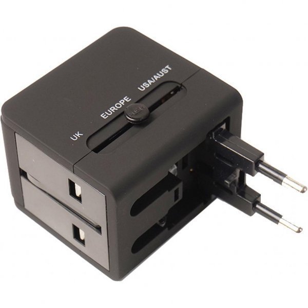 Зарядний пристрій PowerPlant Міжнародний адаптер 220В + 2*USB max2.1A (DV00DV5067) Зарядний пристрій PowerPlant Міжнародний адаптер 220В + 2*USB max2.1A (DV00DV5067)