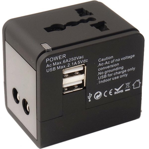 Зарядний пристрій PowerPlant Міжнародний адаптер 220В + 2*USB max2.1A (DV00DV5067) Зарядний пристрій PowerPlant Міжнародний адаптер 220В + 2*USB max2.1A (DV00DV5067)