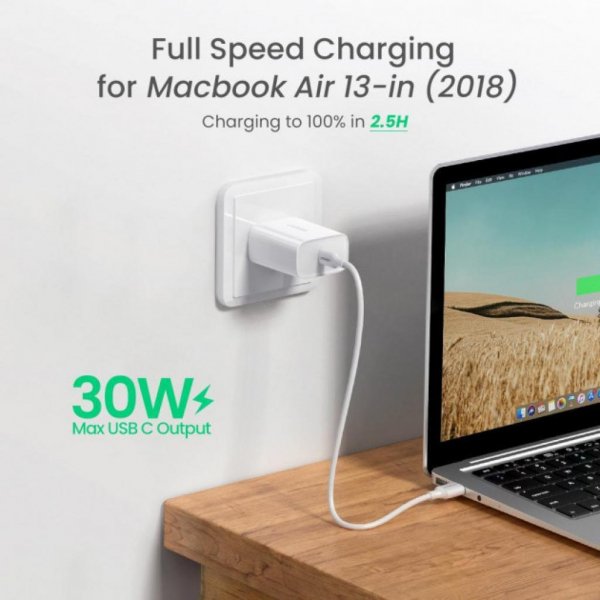 Зарядний пристрій Ugreen CD127 Type-C PD 30W Charger (White) (70161) Зарядний пристрій Ugreen CD127 Type-C PD 30W Charger (White) (70161)