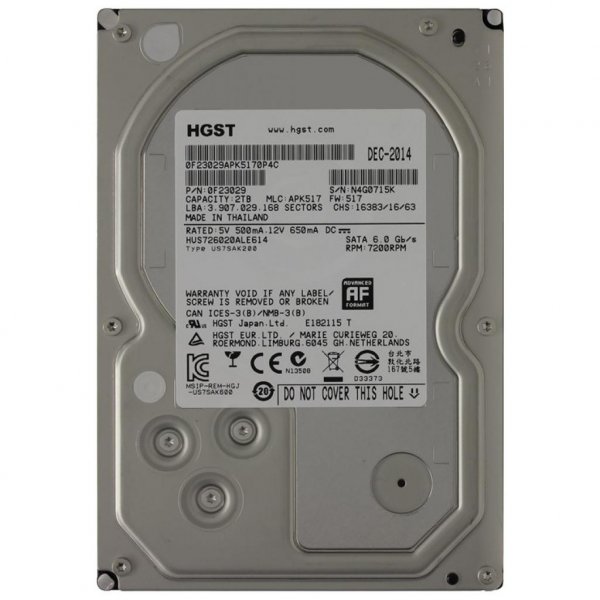 Жорсткий диск 3.5 2TB WDC Hitachi HGST (0F23029 / HUS726020ALE614) Жорсткий диск 3.5 2TB WDC Hitachi HGST (0F23029 / HUS726020ALE614)