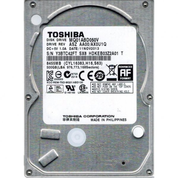 Жорсткий диск до ноутбука 2.5 500GB TOSHIBA (MQ01ABD050V)