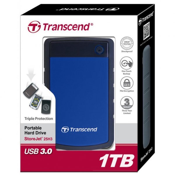 Зовнішній жорсткий диск 2.5 1TB Transcend (TS1TSJ25H3B)