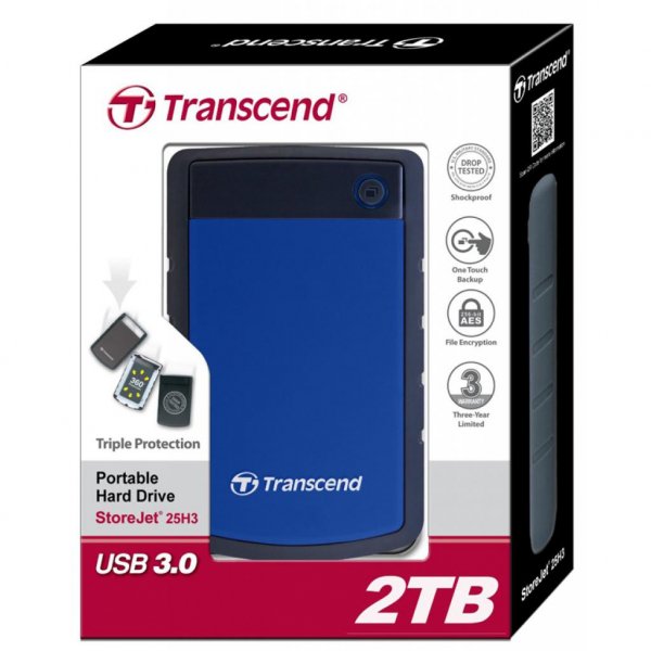 Зовнішній жорсткий диск 2.5 2TB Transcend (TS2TSJ25H3B)