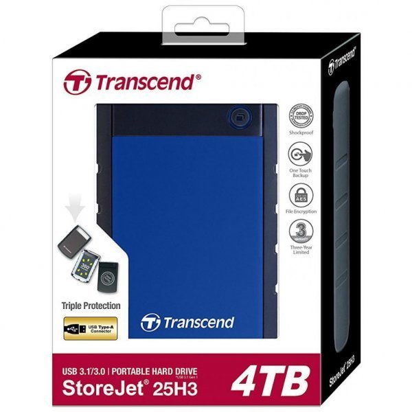 Зовнішній жорсткий диск 2.5 4TB Transcend (TS4TSJ25H3B)