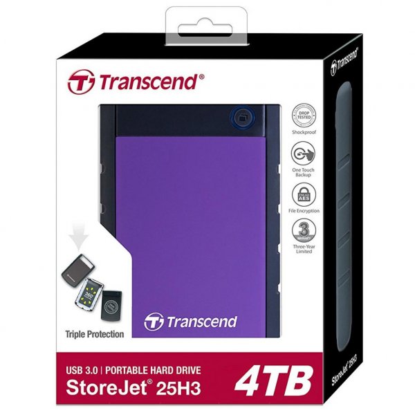 Зовнішній жорсткий диск 2.5 4TB Transcend (TS4TSJ25H3P)